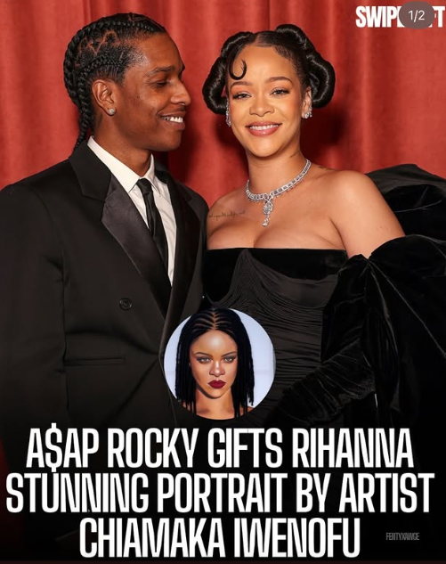 A$AP Rocky Surprises Rihanna With Stunning Portrait by Nigerian Artist