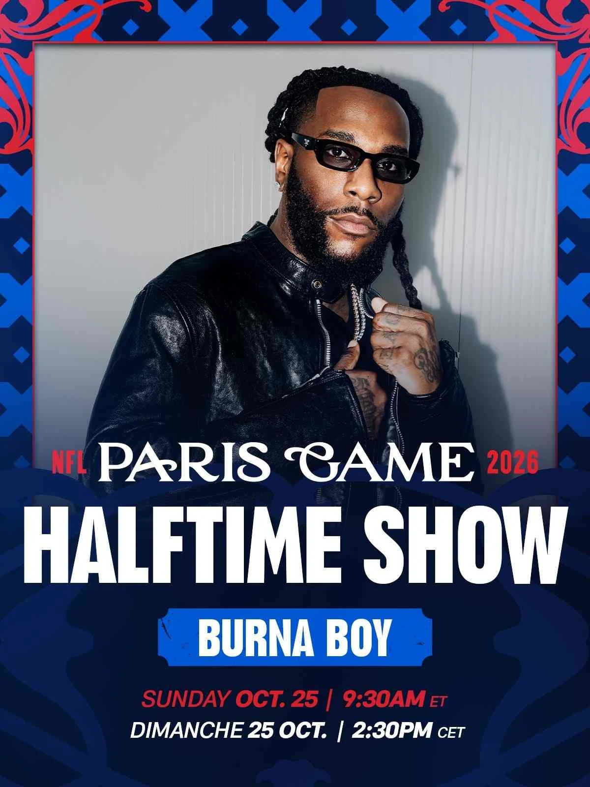 Burna Boy to Headline 2026 NFL Paris Game Halftime Show
