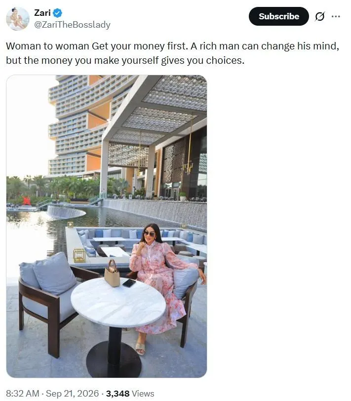 Zari Hassan Says Women Should Make Their Own Money and Have Choices