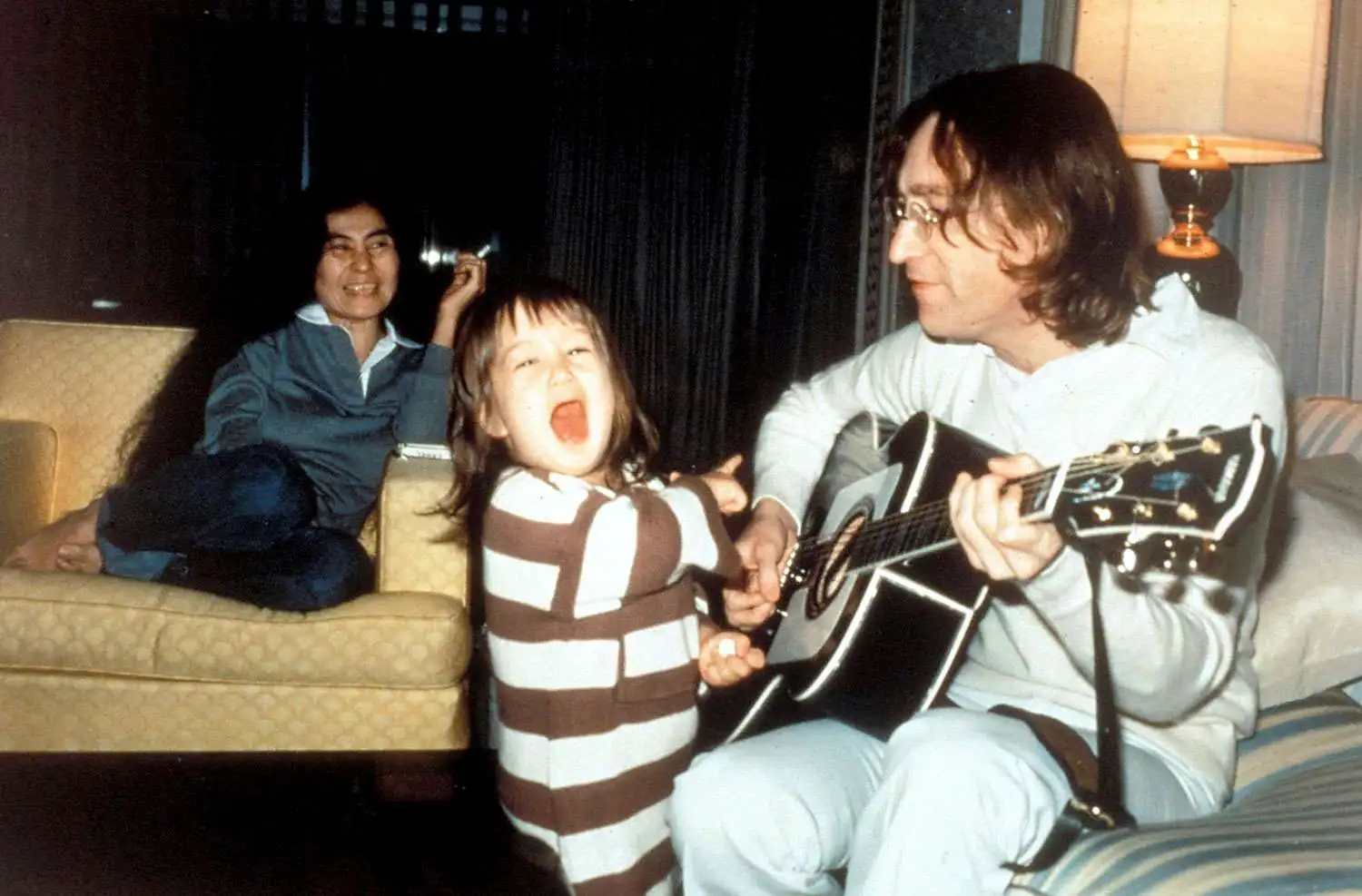 Yoko Ono, Sean Lennon and John Lennon.