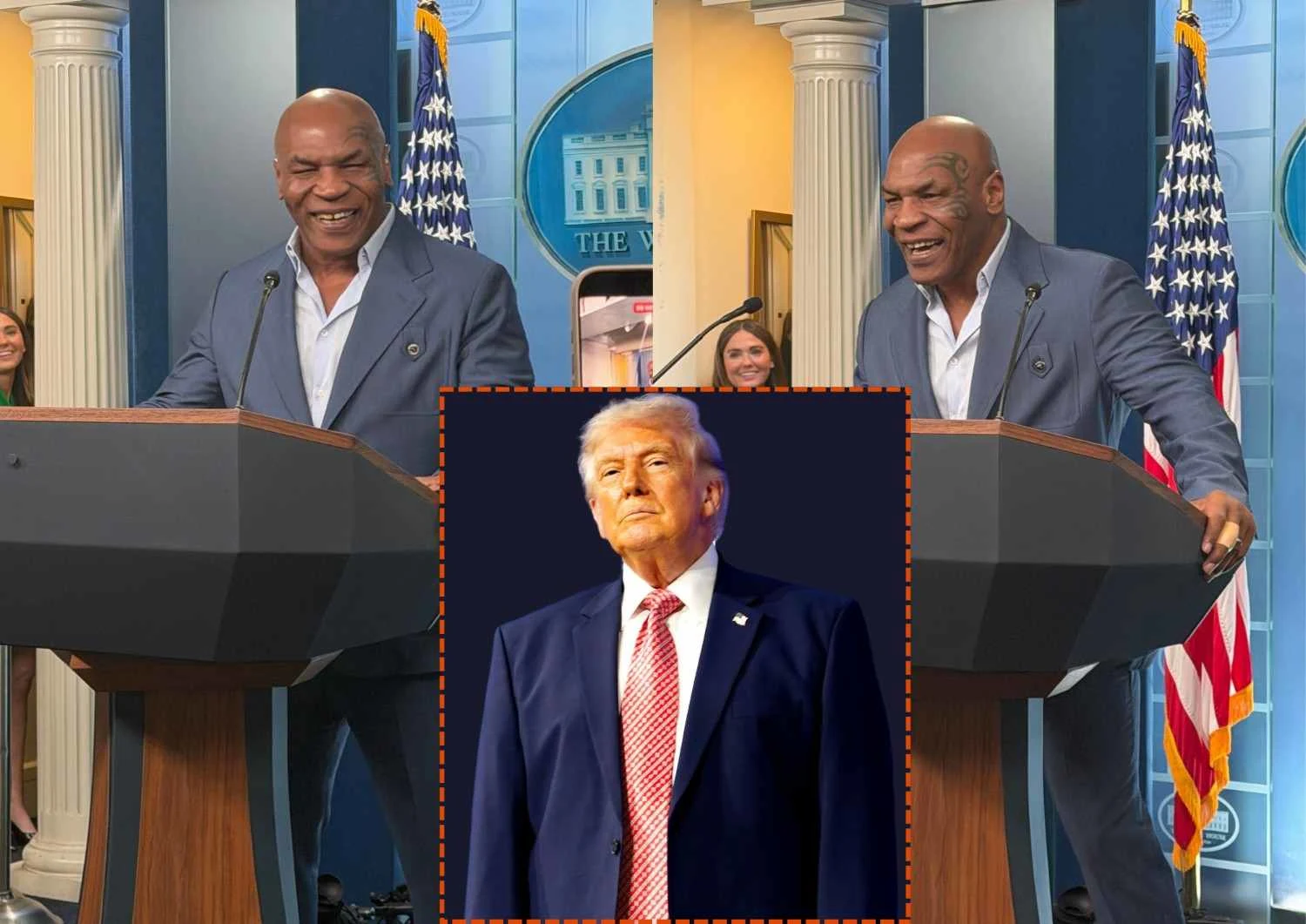 Mike Tyson Appears at White House Briefing Room Before Syracuse Rally