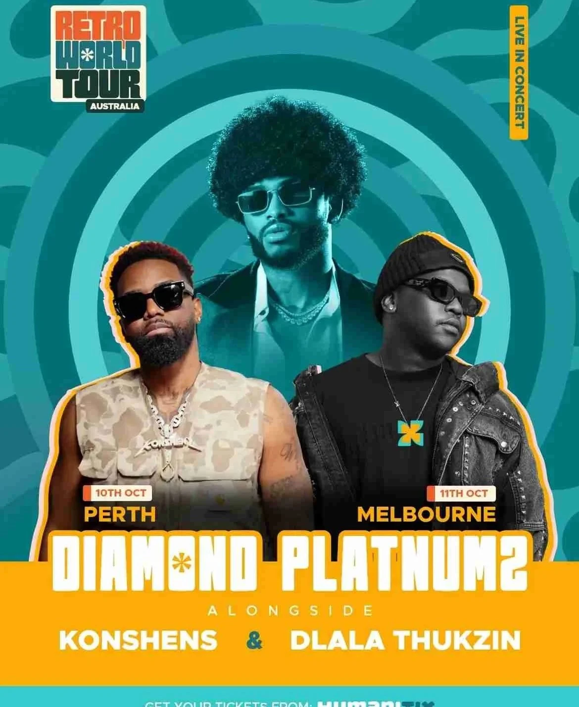 The Retro World Tour Australia flyer featuring Diamond Platnumz, Konshens and other artists for the Perth and Melbourne shows that were later cancelled.