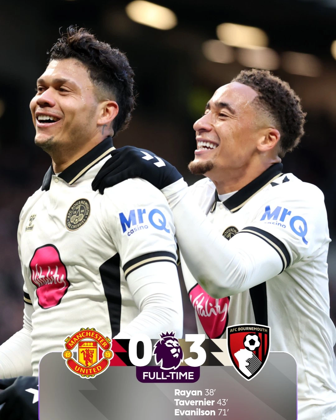 Bournemouth Extend Old Trafford Unbeaten Run with 3-0 Win Over Manchester United