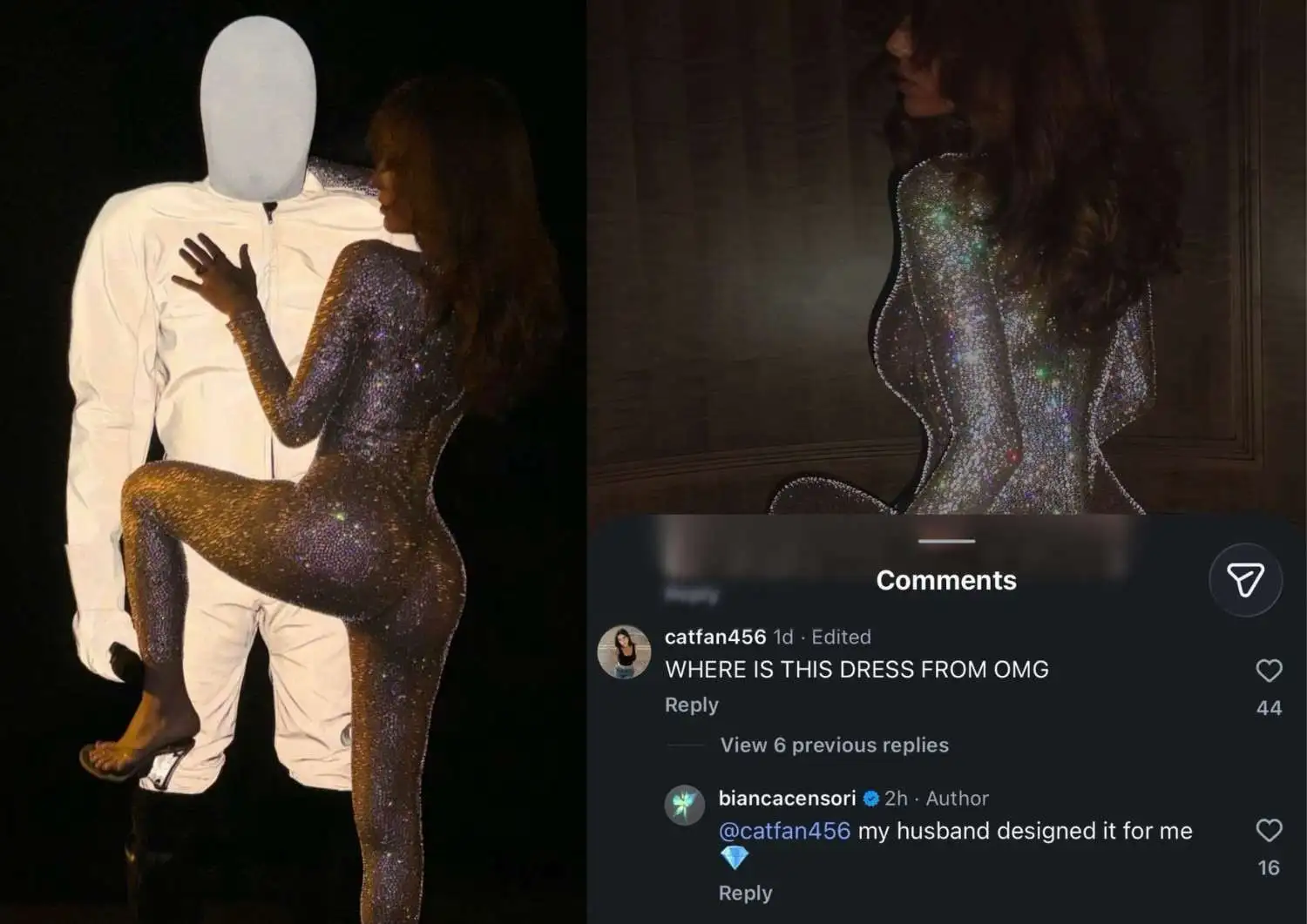 Bianca Censori Says Ye Designed Her Swarovski Crystal Bodysuit for Jakarta Show